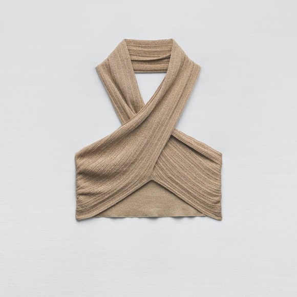 Zara METALLIC THREAD WRAP KNIT TOP - Picture 6 of 9